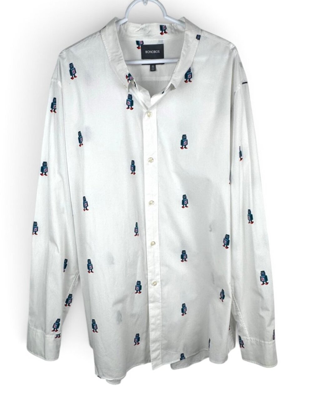 Bonobos Washed Standard Fit Robot Print Sport Shirt 3XL Long